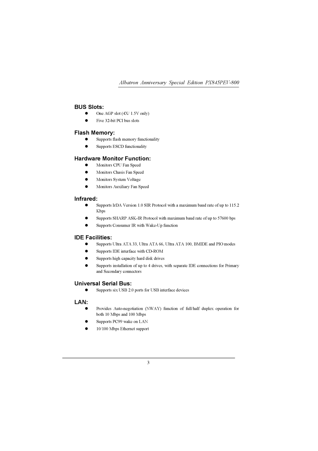 Albatron Technology PX845PEV-800 manual Lan 