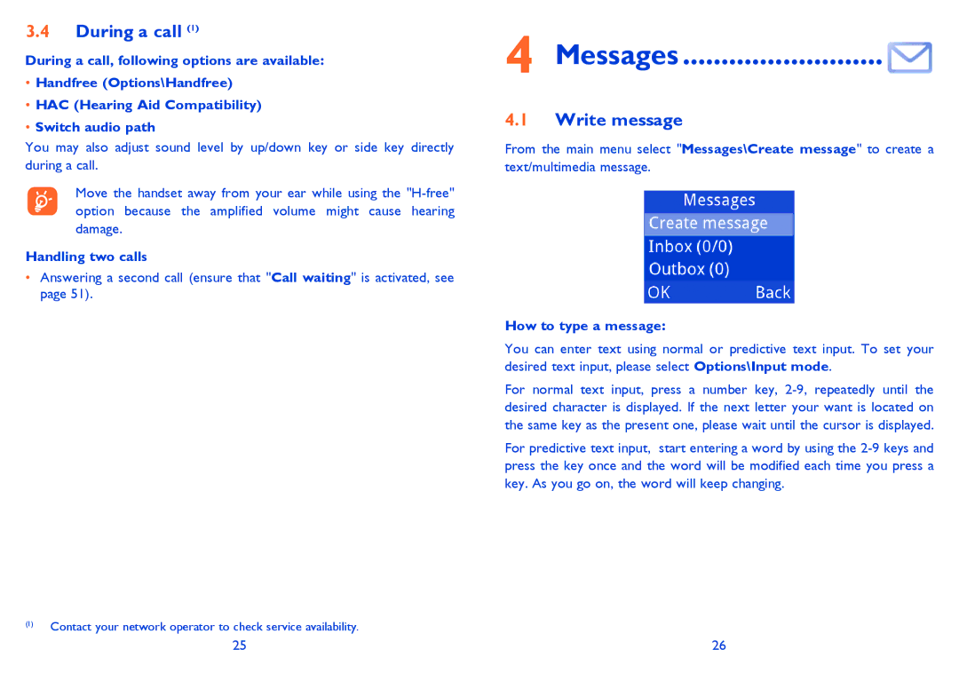 Alcatel 2001 manual Messages, During a call, Write message, Handling two calls, How to type a message 