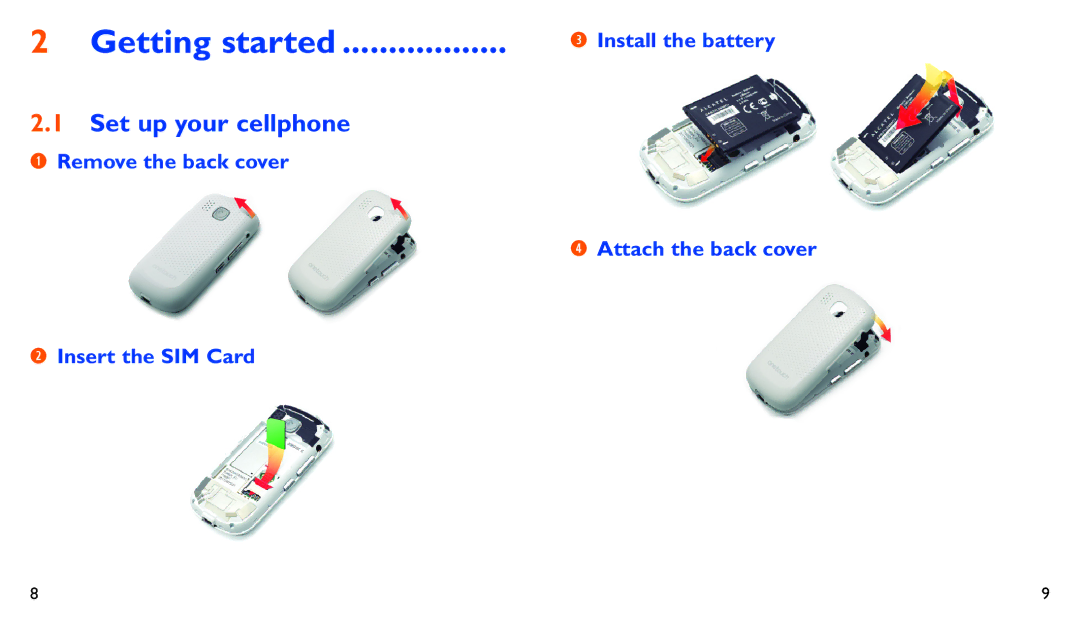 Alcatel 282A manual Getting started, Set up your cellphone 