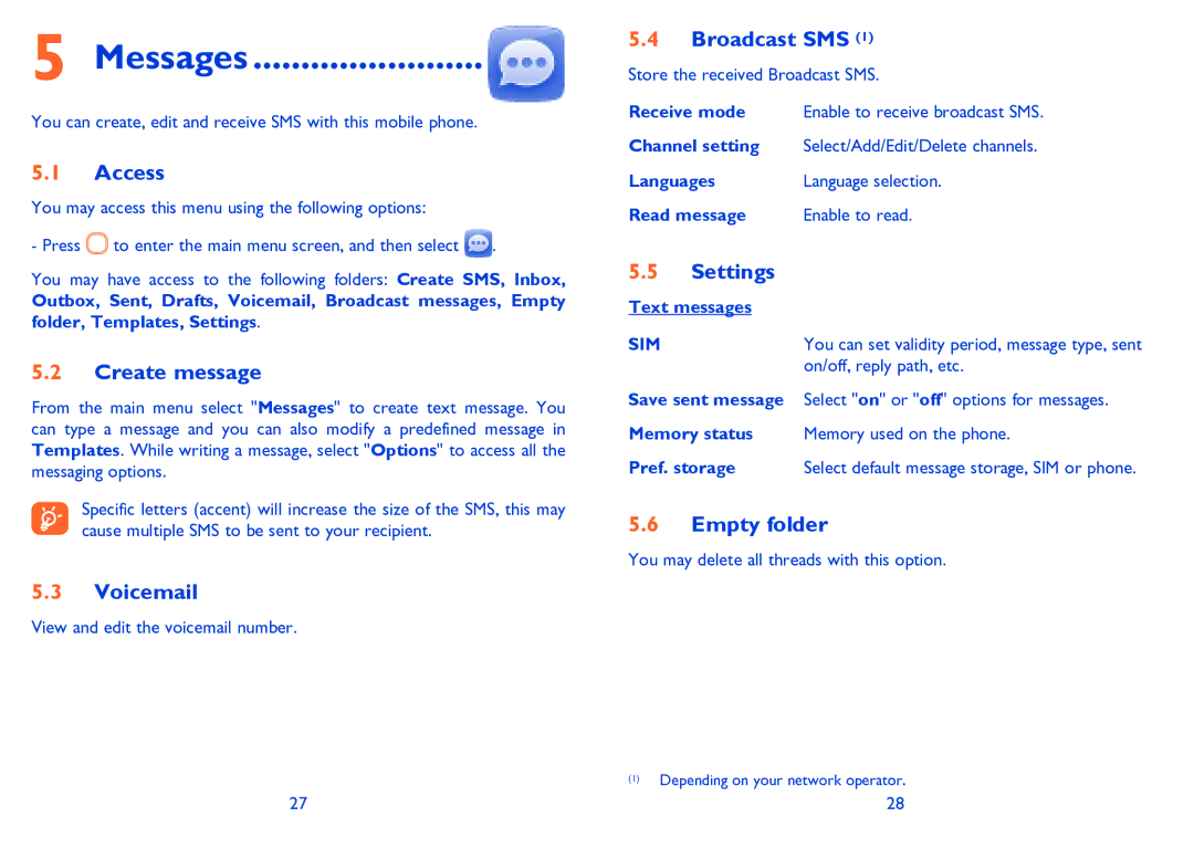 Alcatel 3000G manual Messages 