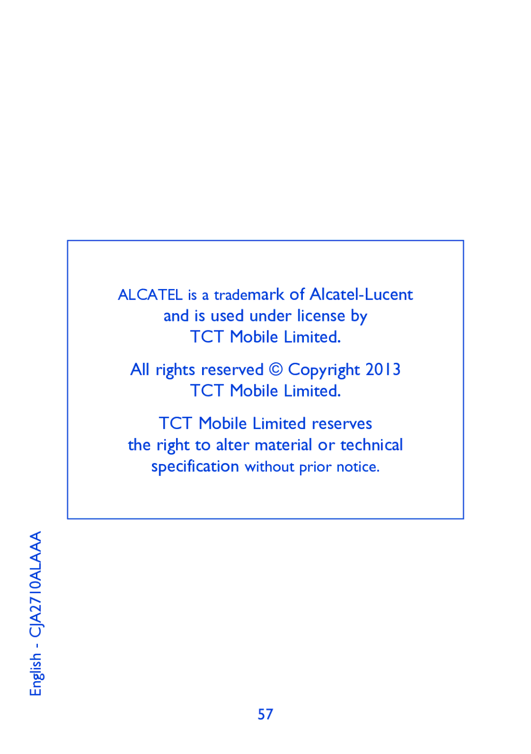 Alcatel 3000G manual Specification without prior notice English CJA2710ALAAA 