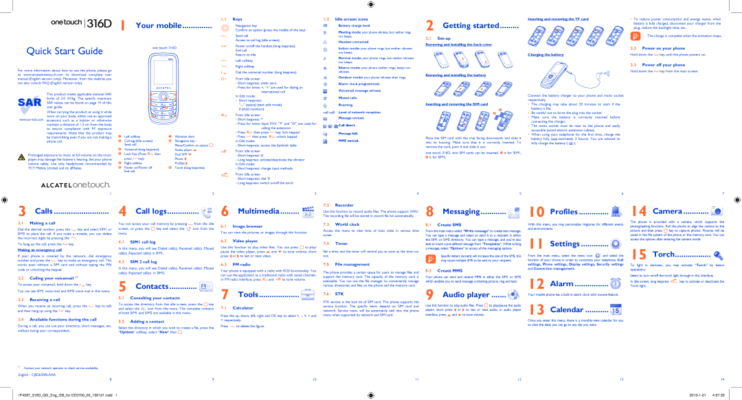 Alcatel 316D manual Quick Start Guide 