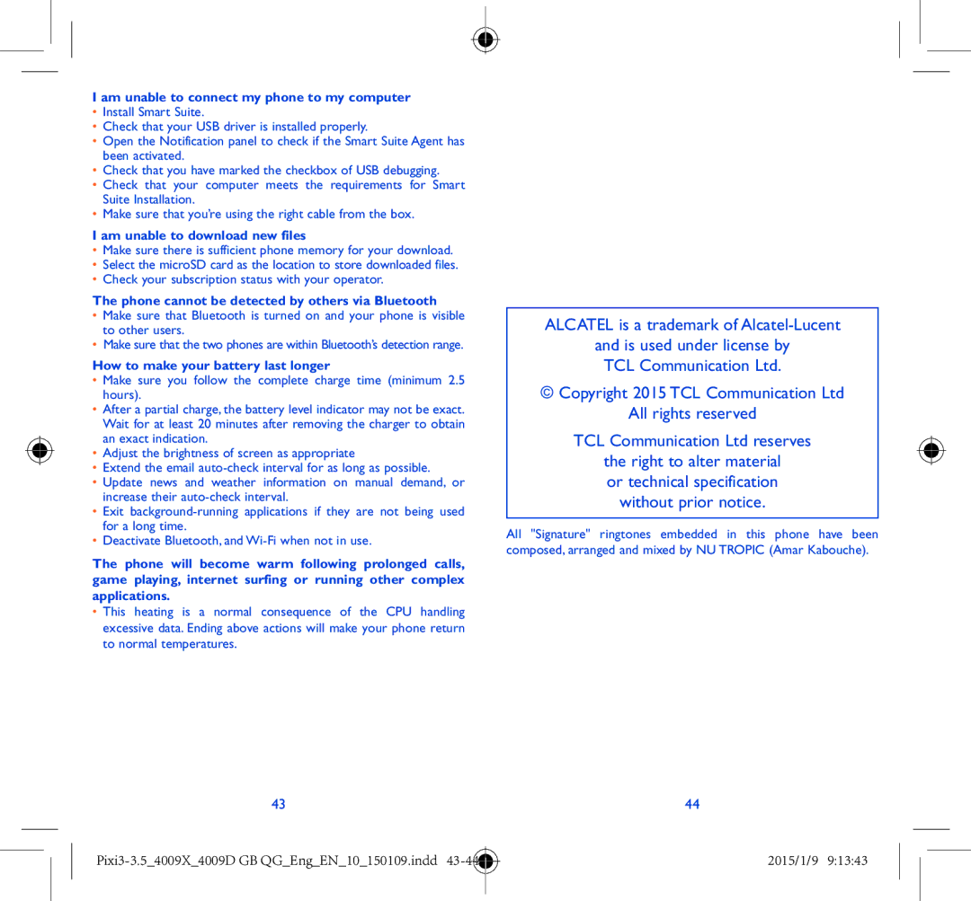 Alcatel 4009X manual Am unable to connect my phone to my computer, Am unable to download new files 
