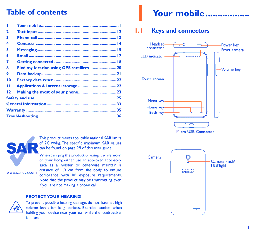 Alcatel 5050Y manual Table of contents 