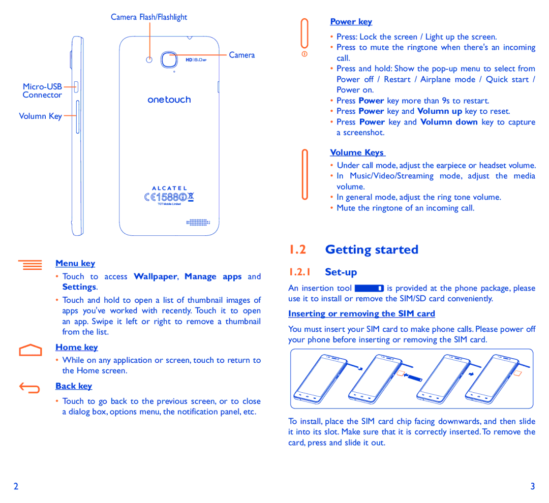 Alcatel 6034R manual Getting started, Set-up 