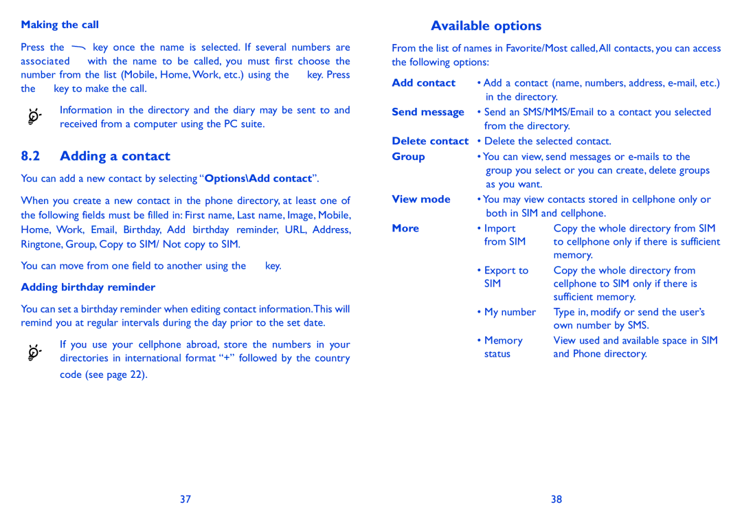 Alcatel 606A manual Adding a contact 