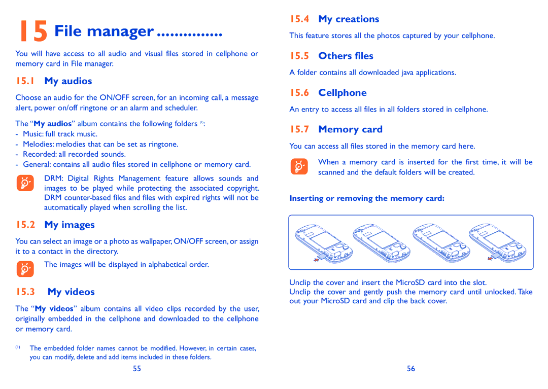 Alcatel 606A manual File manager 