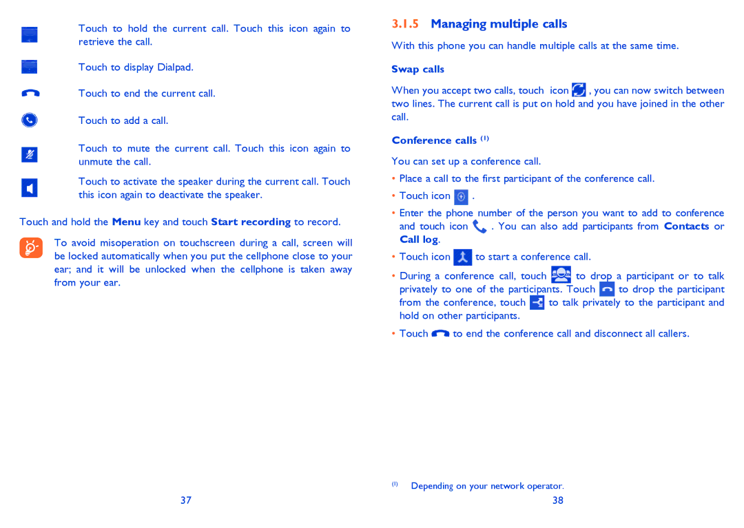 Alcatel 7025D manual Managing multiple calls, Swap calls, Conference calls 