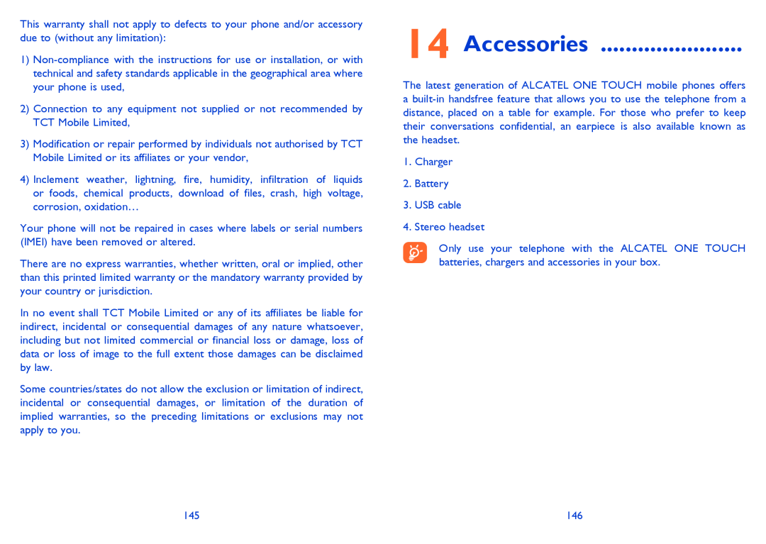 Alcatel 7025D manual Accessories 