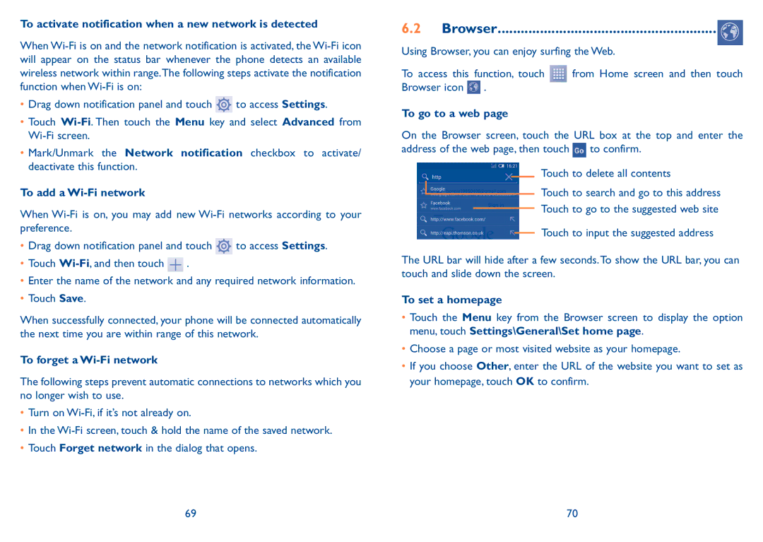 Alcatel 7047D manual Browser 