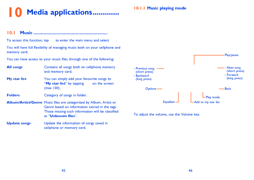 Alcatel 710A manual Media applications, Music playing mode 