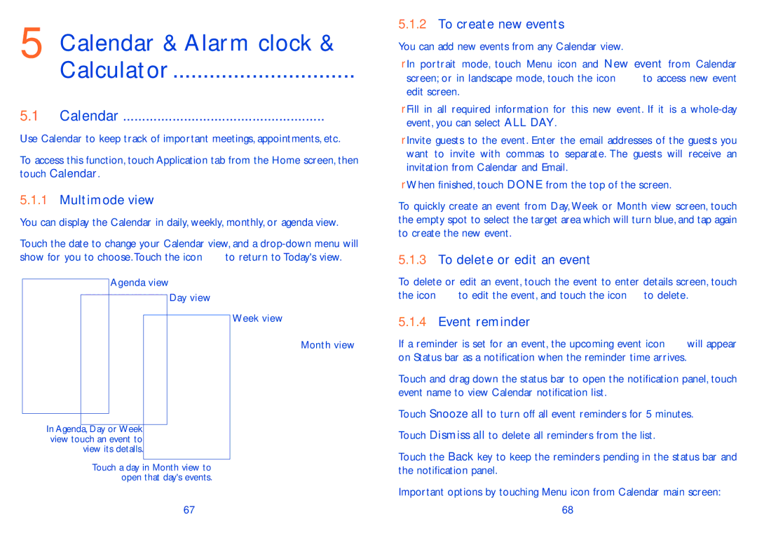 Alcatel 8000D, 8000A manual Calendar & Alarm clock Calculator 