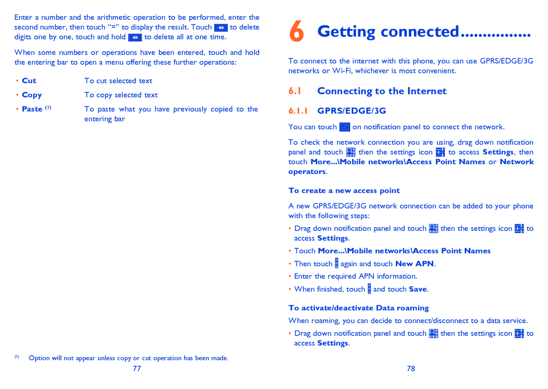 Alcatel 8008D, 8008X manual Getting connected, Connecting to the Internet, GPRS/EDGE/3G 