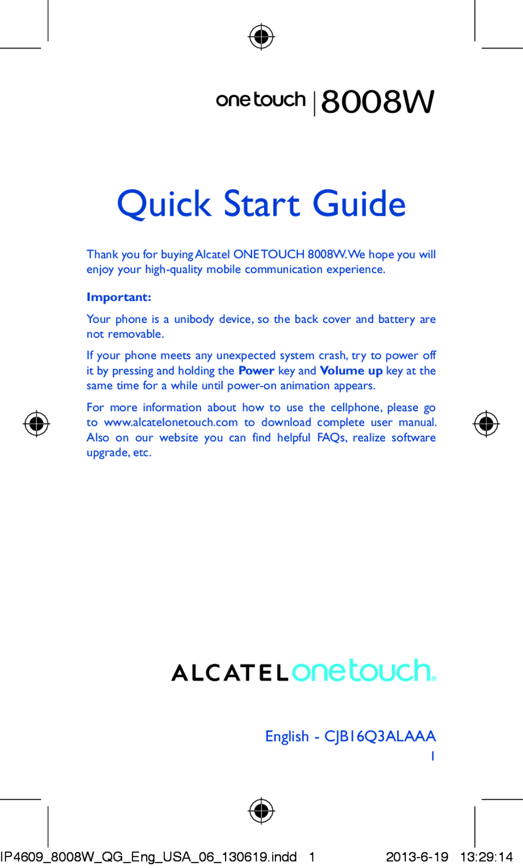 Alcatel 8008W manual Quick Start Guide 