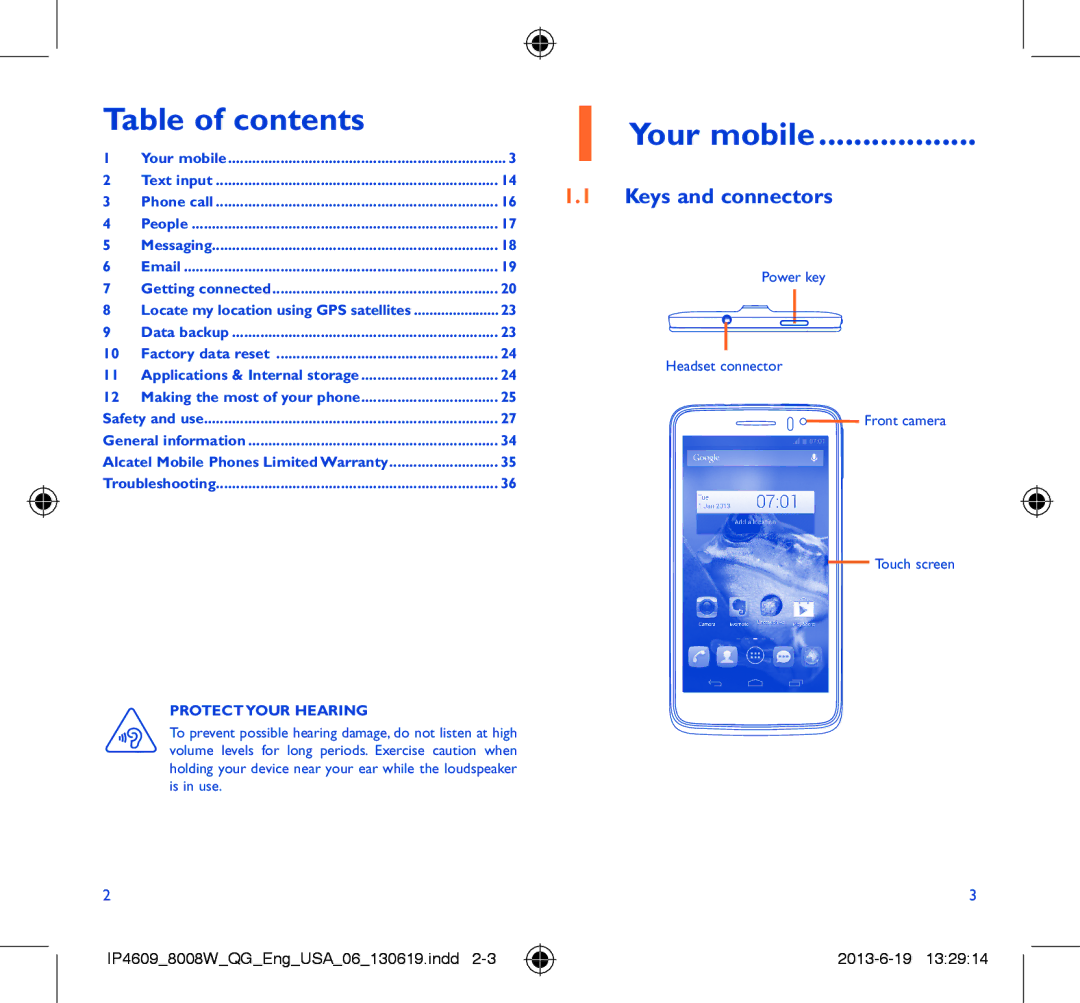 Alcatel 8008W manual Your mobile, Table of contents 