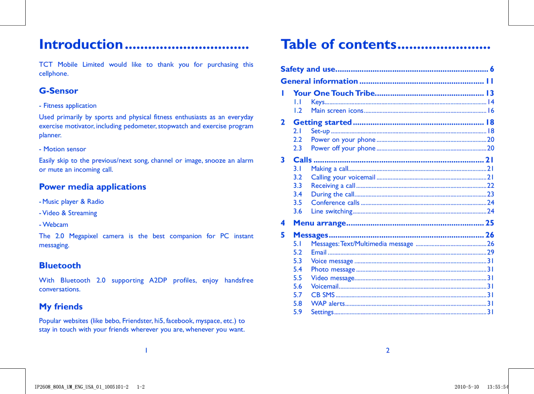 Alcatel 800A manual Introduction, Table of contents 