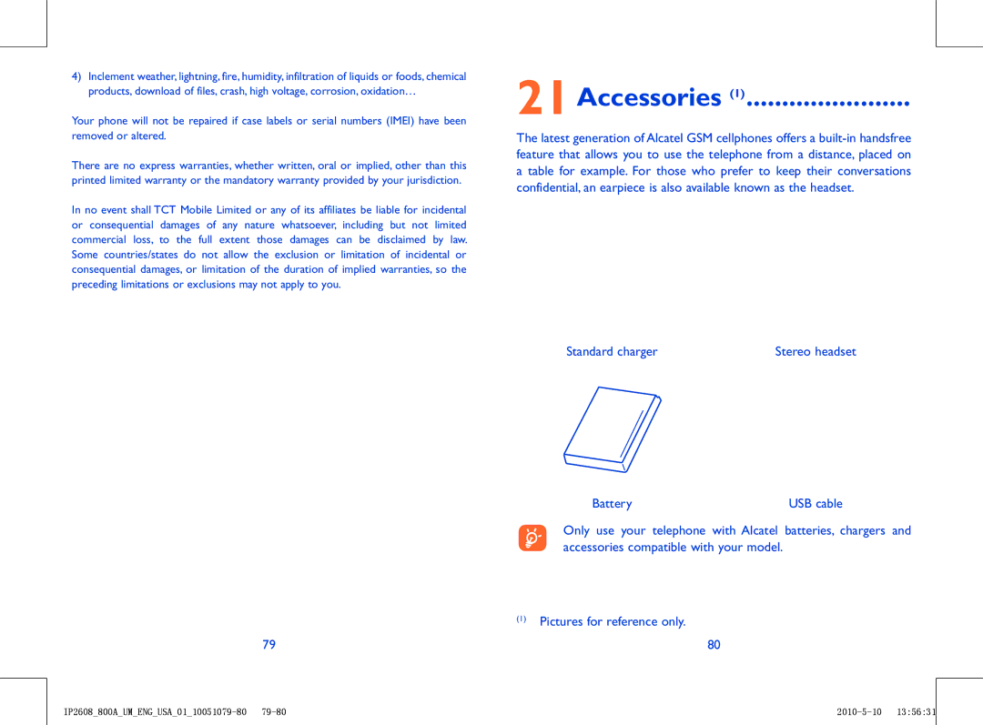 Alcatel 800A manual Accessories 