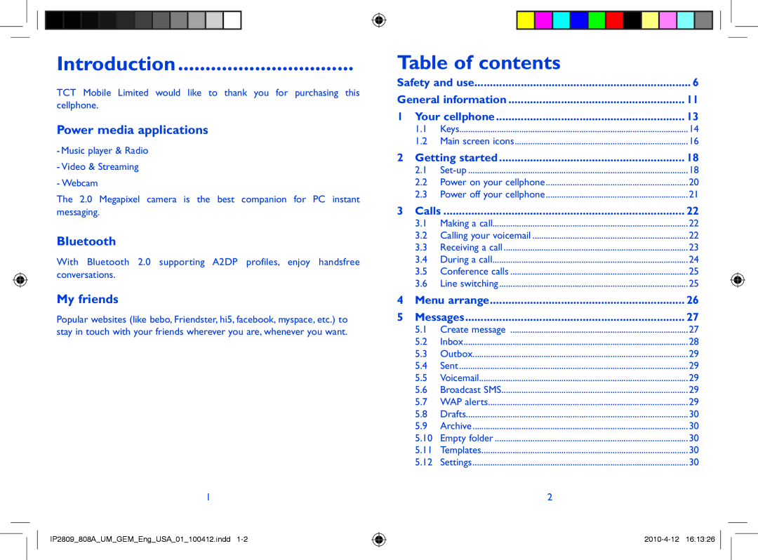 Alcatel 808A manual Introduction, Table of contents 