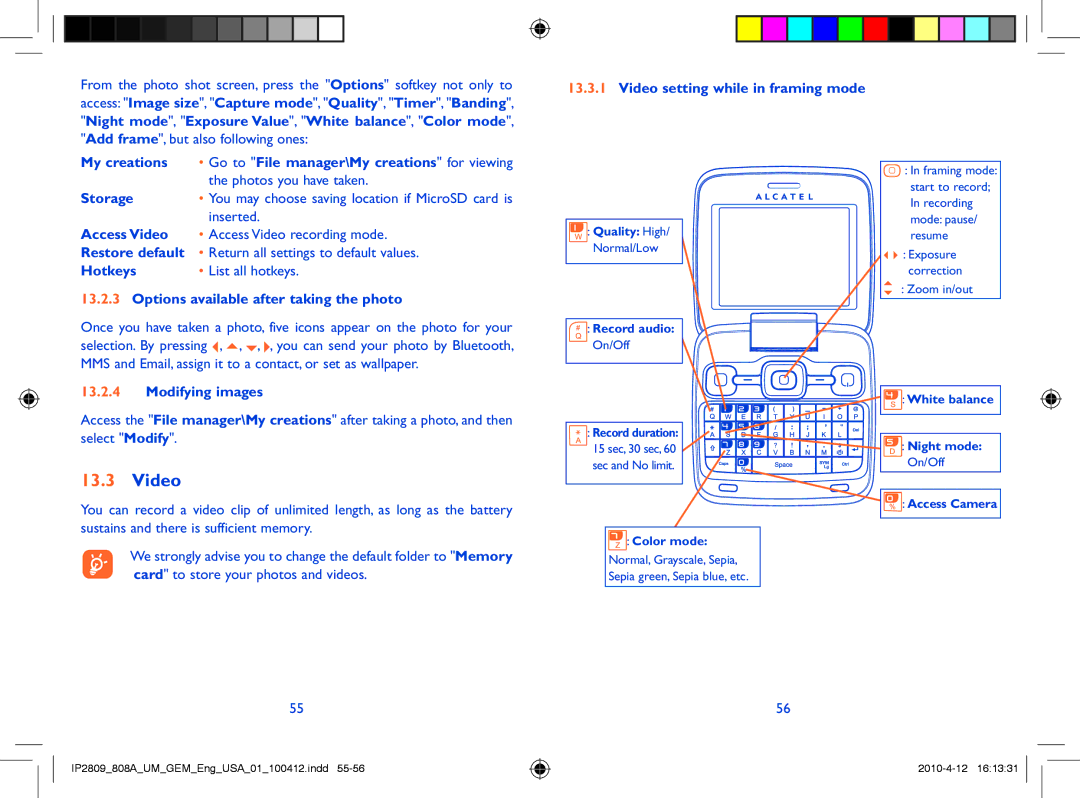 Alcatel 808A manual Video 