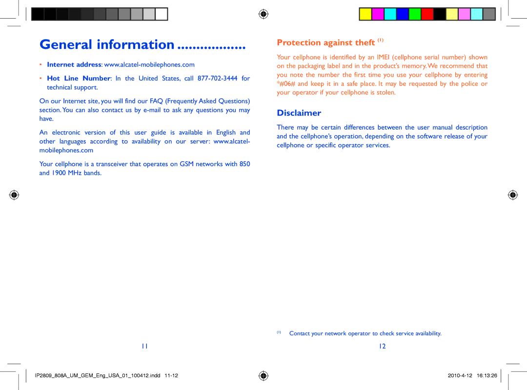 Alcatel 808A manual General information, Disclaimer 