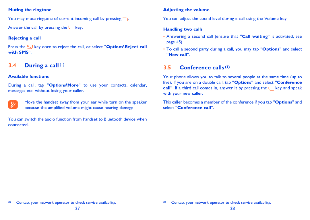 Alcatel 813 manual During a call, Conference calls 