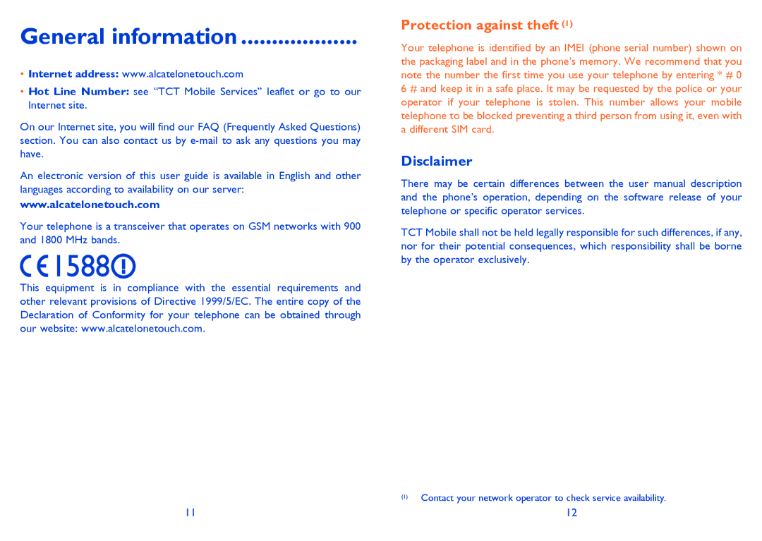 Alcatel 813 manual General information, Disclaimer 