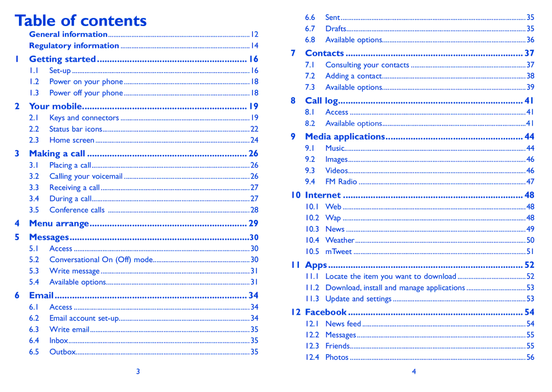 Alcatel 815D manual Table of contents 