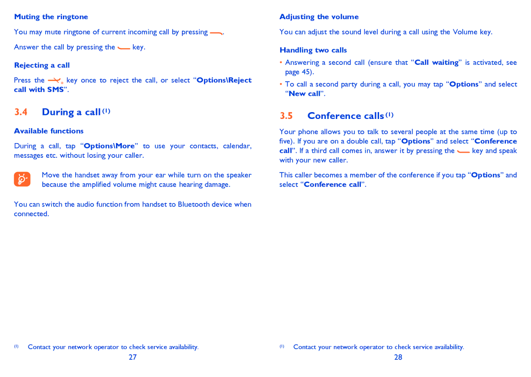 Alcatel 819D manual During a call, Conference calls 