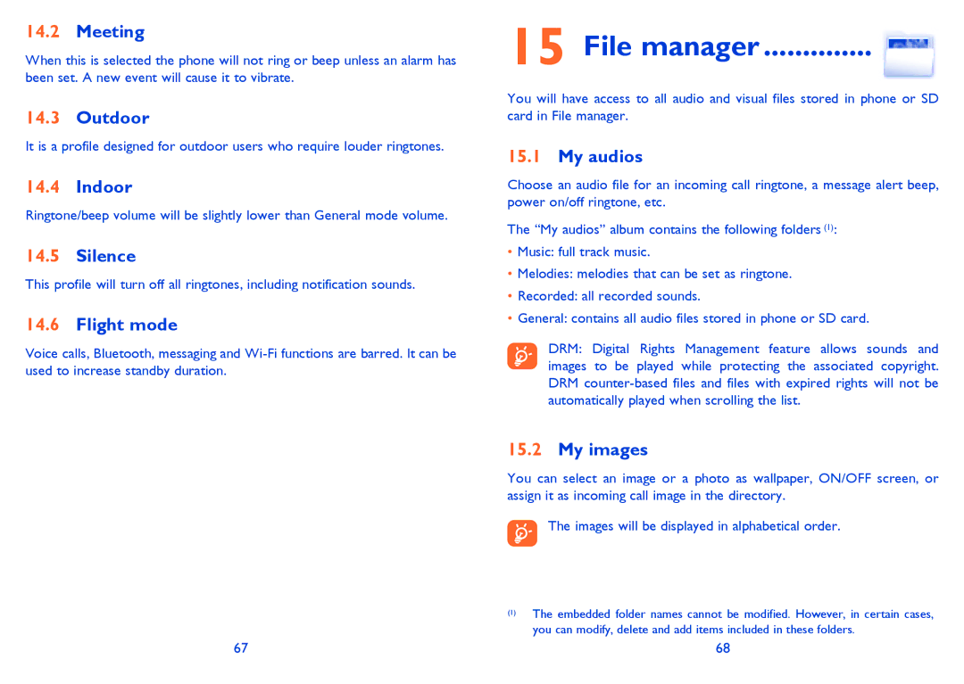 Alcatel 819D manual File manager 