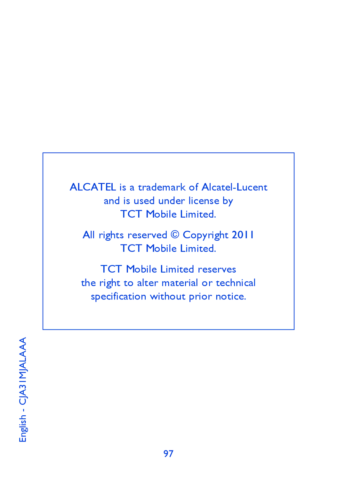 Alcatel 819D manual English CJA31MJALAAA 