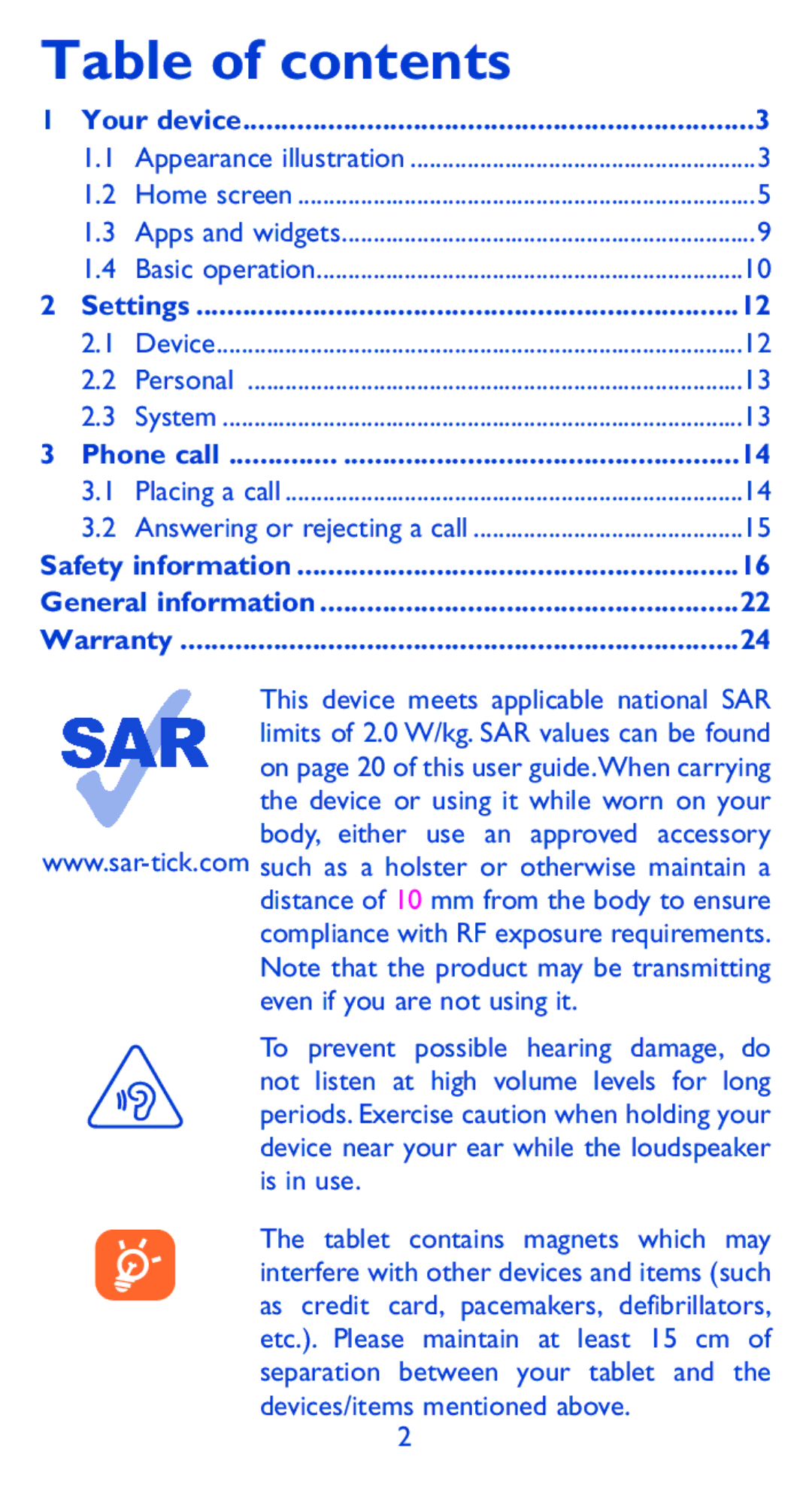 Alcatel 9005X manual Table of contents 