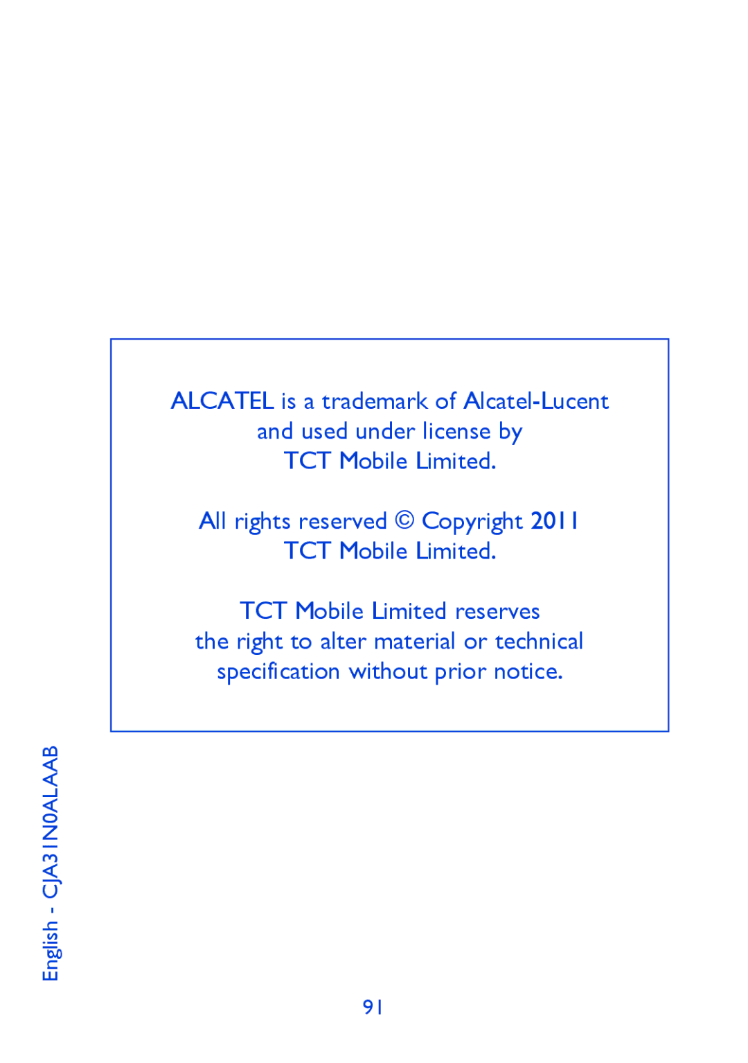 Alcatel 901S manual English CJA31N0ALAAB 