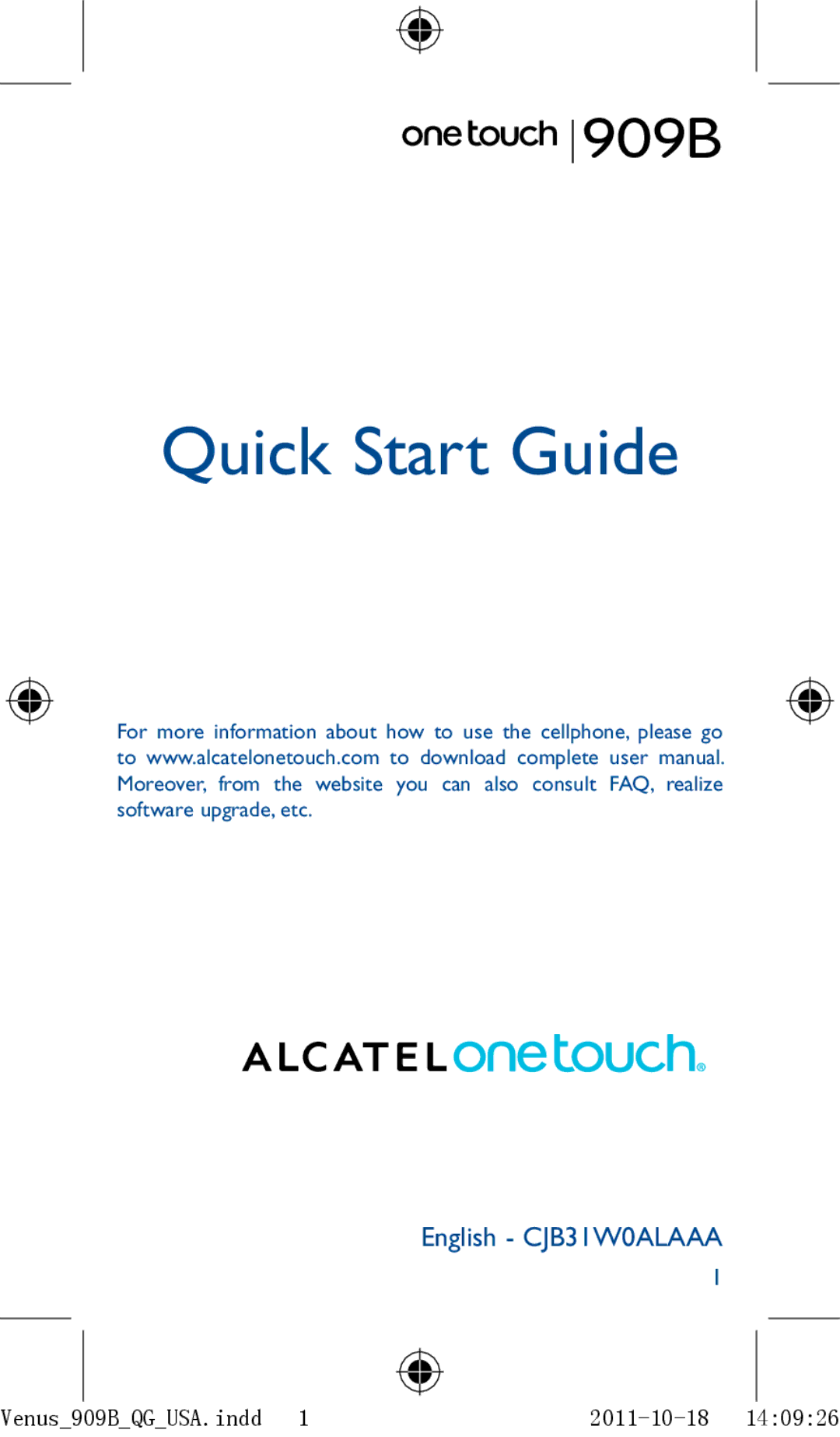 Alcatel 909B manual Quick Start Guide 