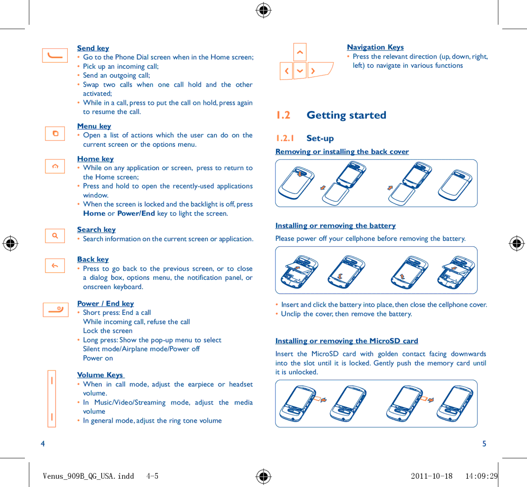 Alcatel 909B manual Getting started, Set-up 