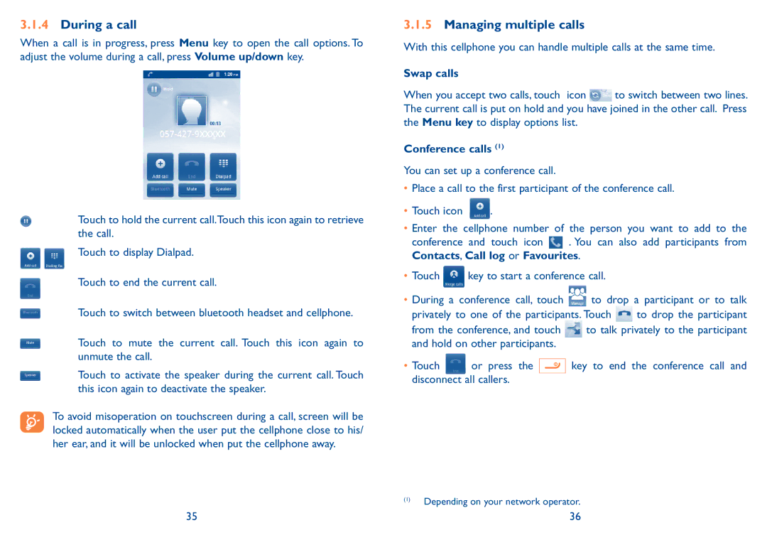 Alcatel 909B manual During a call, Managing multiple calls, Swap calls, Conference calls, Disconnect all callers 