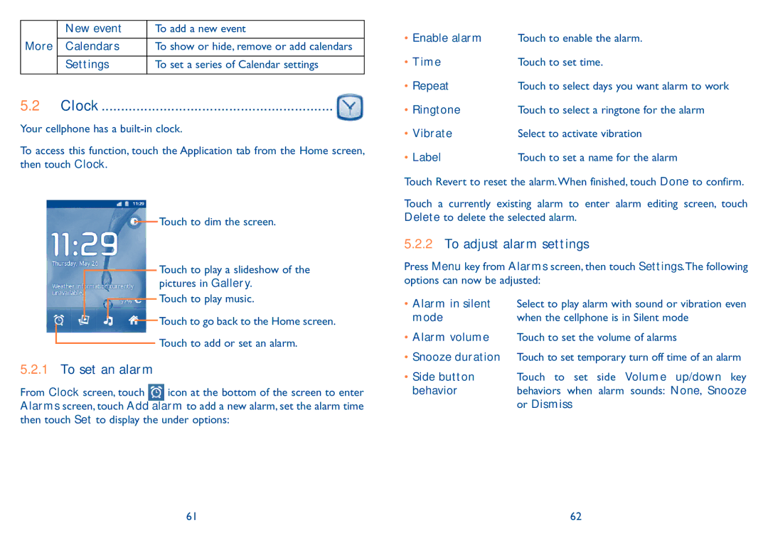 Alcatel 909B manual To set an alarm, To adjust alarm settings 