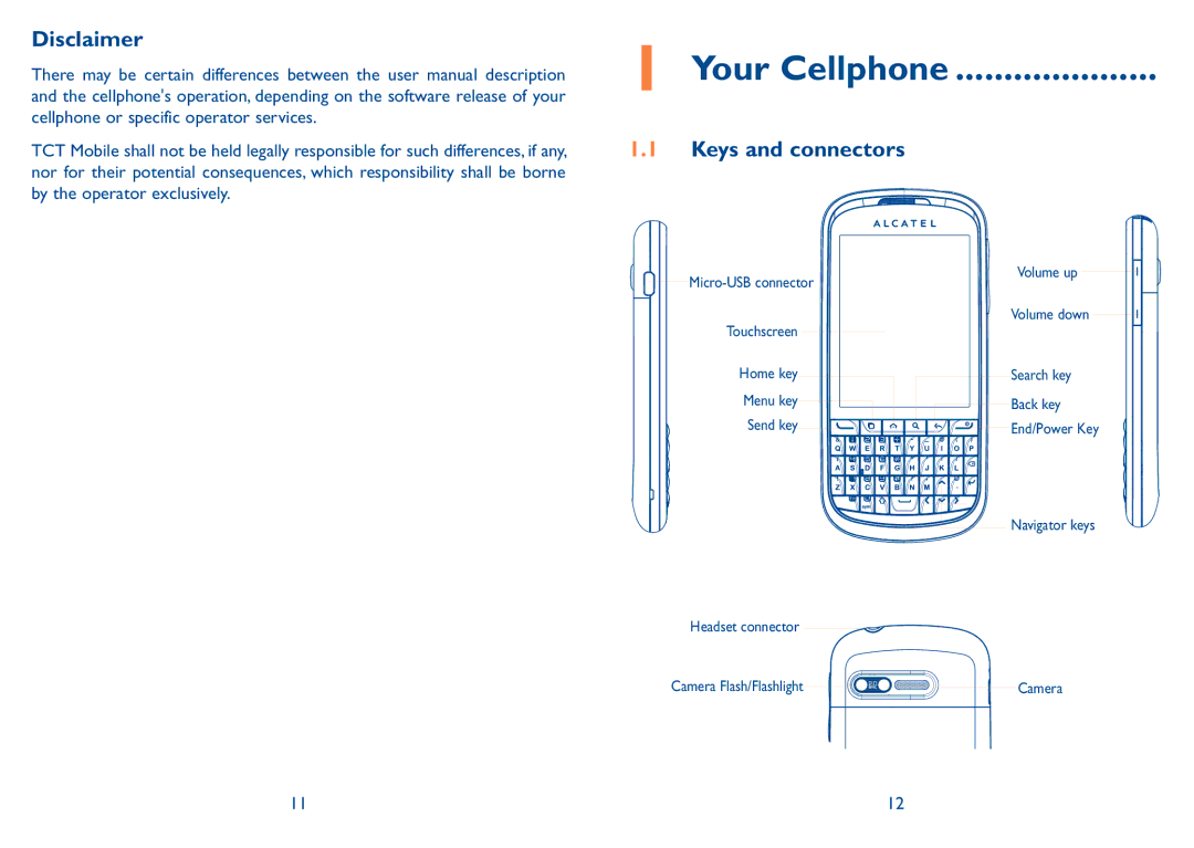 Alcatel 909B manual Your Cellphone, Disclaimer 