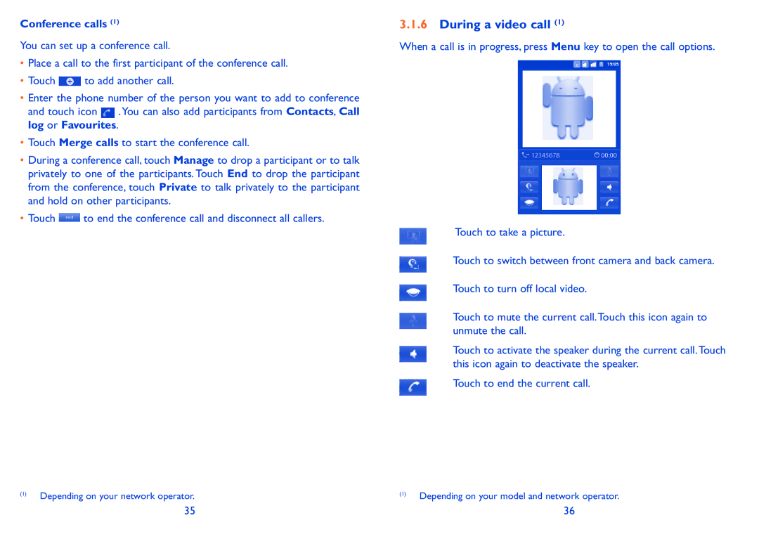 Alcatel 918D manual During a video call, Conference calls 