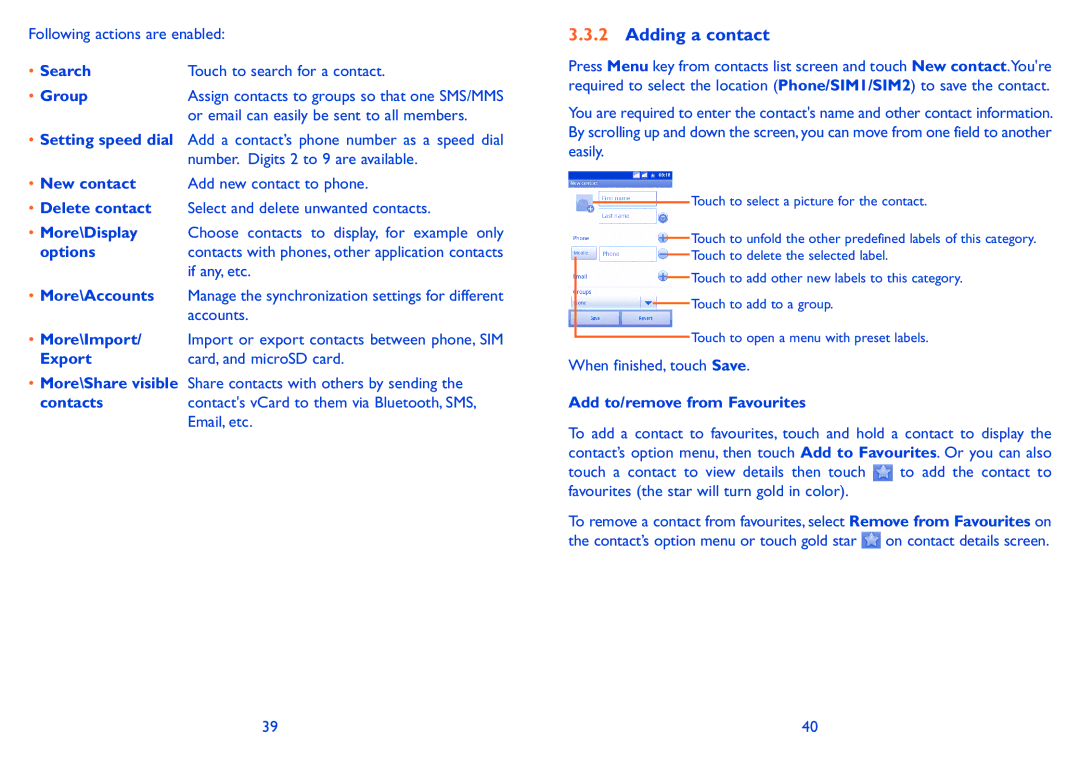 Alcatel 918D manual Adding a contact 