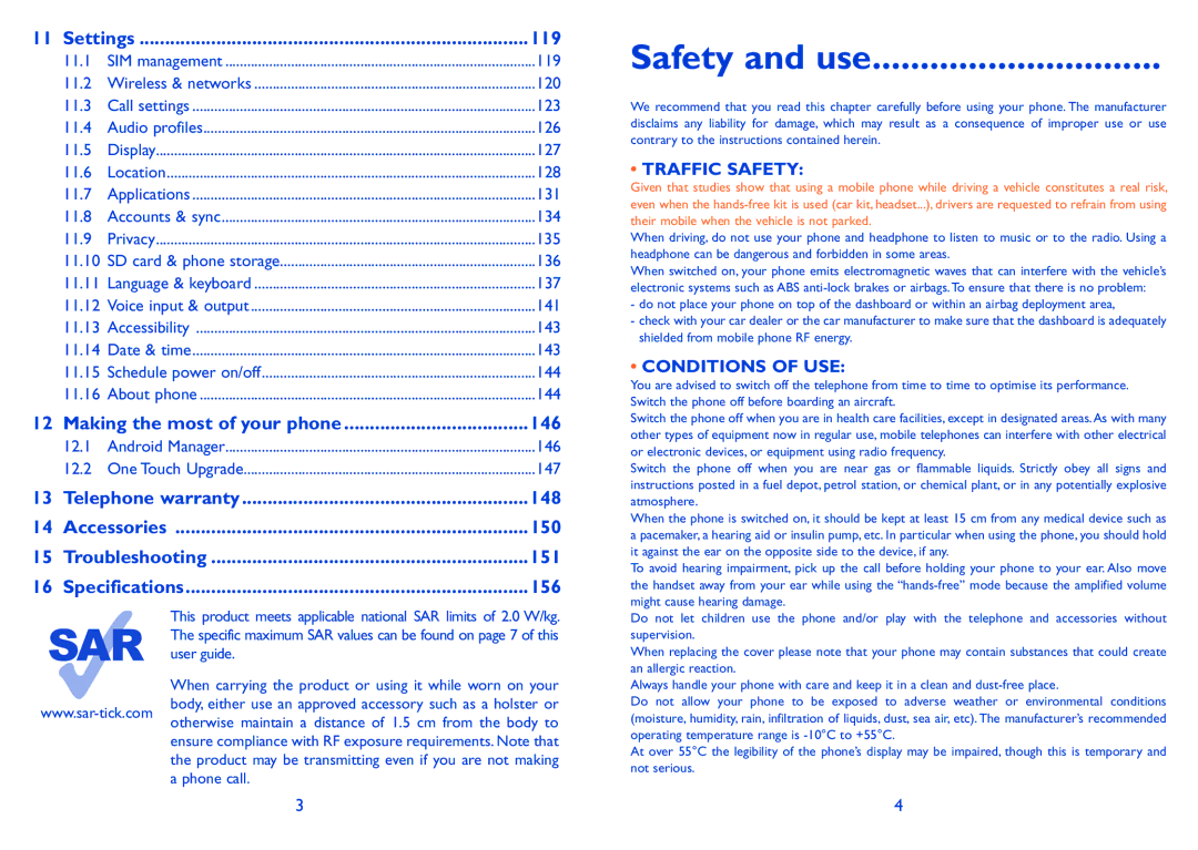 Alcatel 918D manual Safety and use 