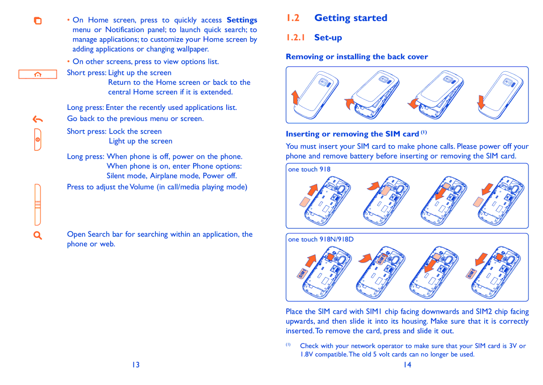 Alcatel 918D manual Getting started, Set-up 