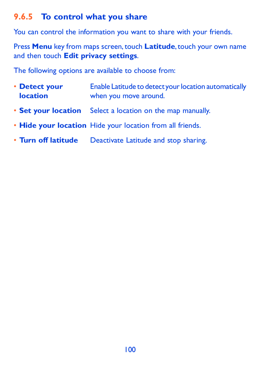 Alcatel 980A manual To control what you share, Detect your, Location When you move around 