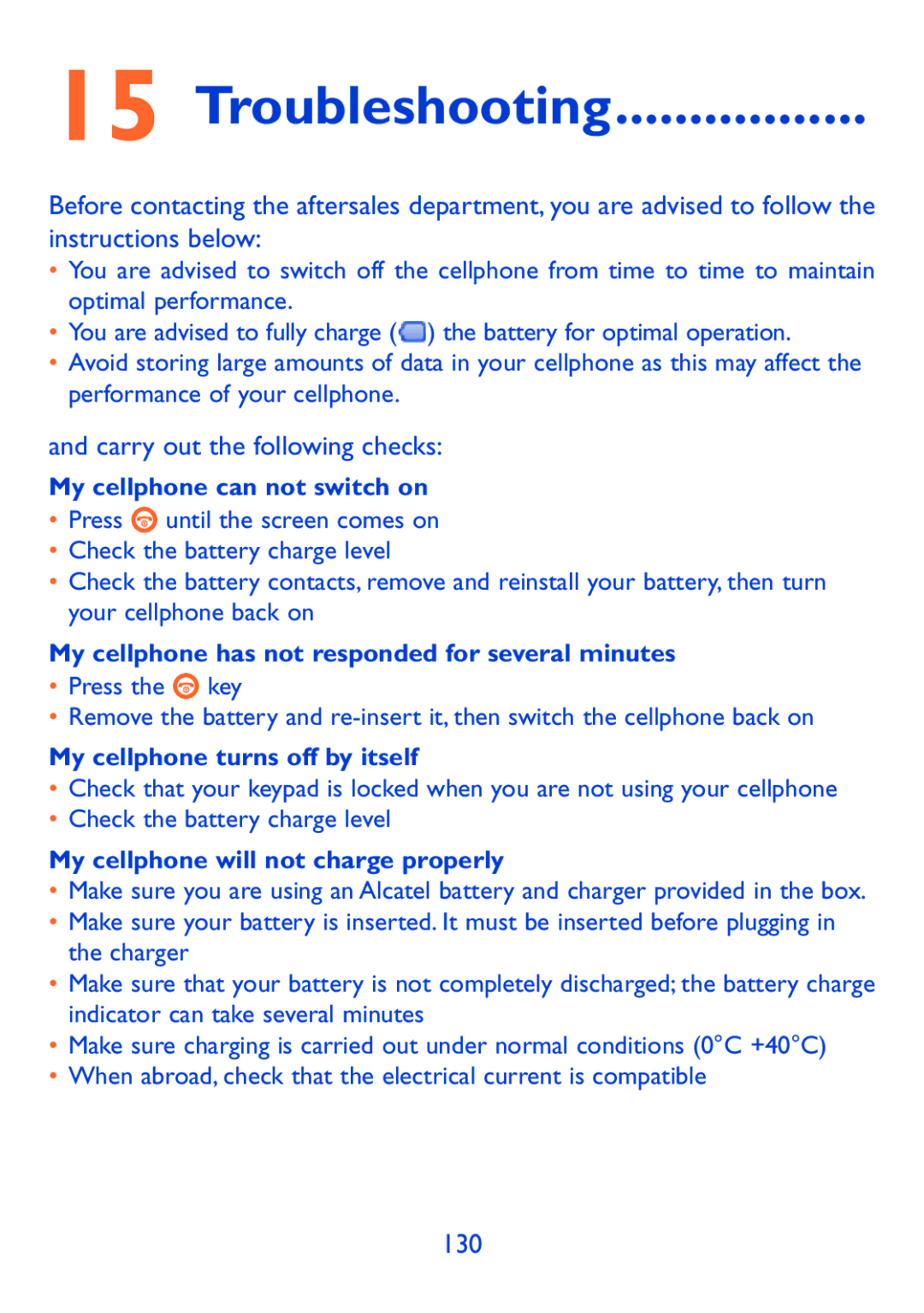 Alcatel 980A manual Troubleshooting, Carry out the following checks 