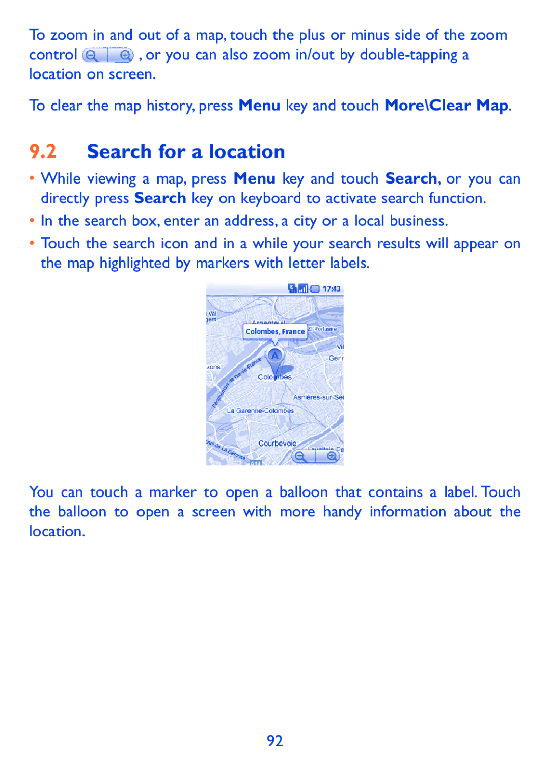 Alcatel 980A manual Search for a location 