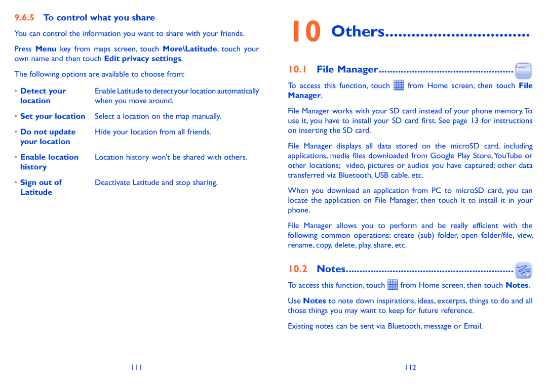 Alcatel 991 Play manual Others, File Manager, To control what you share 