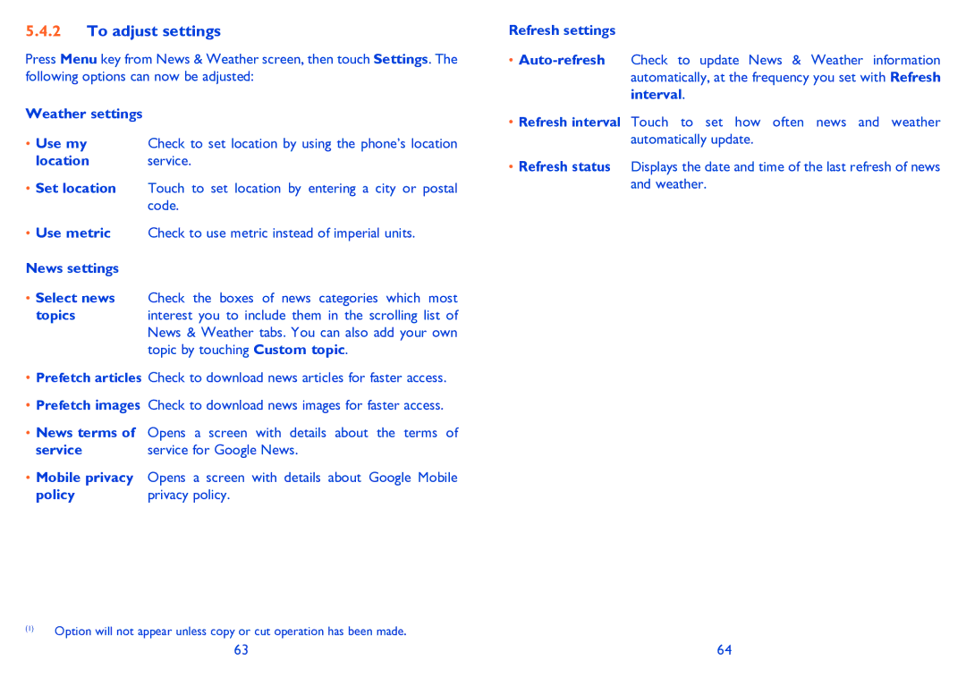 Alcatel 995S manual To adjust settings 