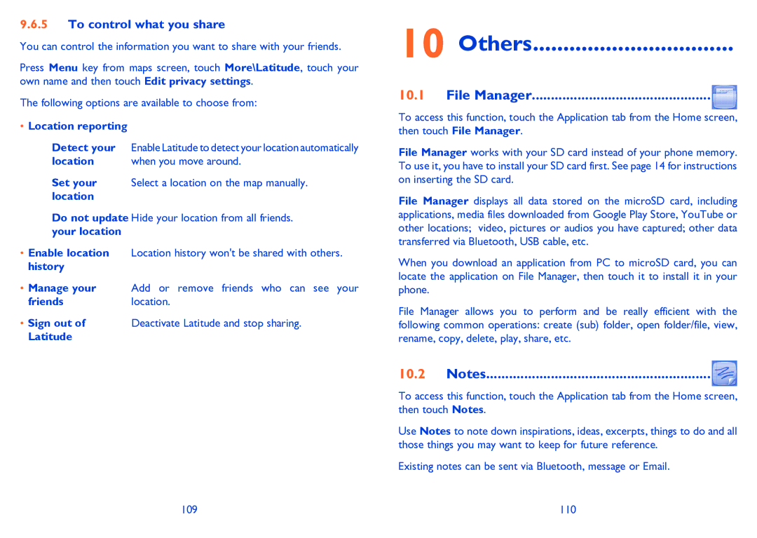 Alcatel 995S manual Others, File Manager, To control what you share 