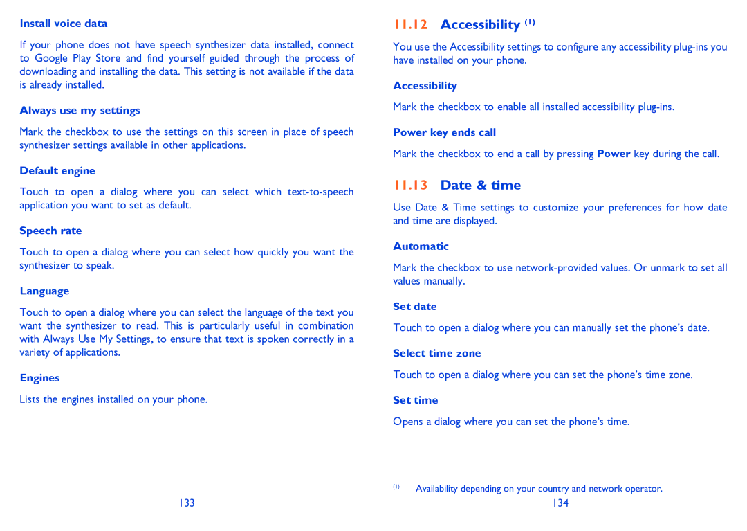 Alcatel 995S manual Accessibility, Date & time 