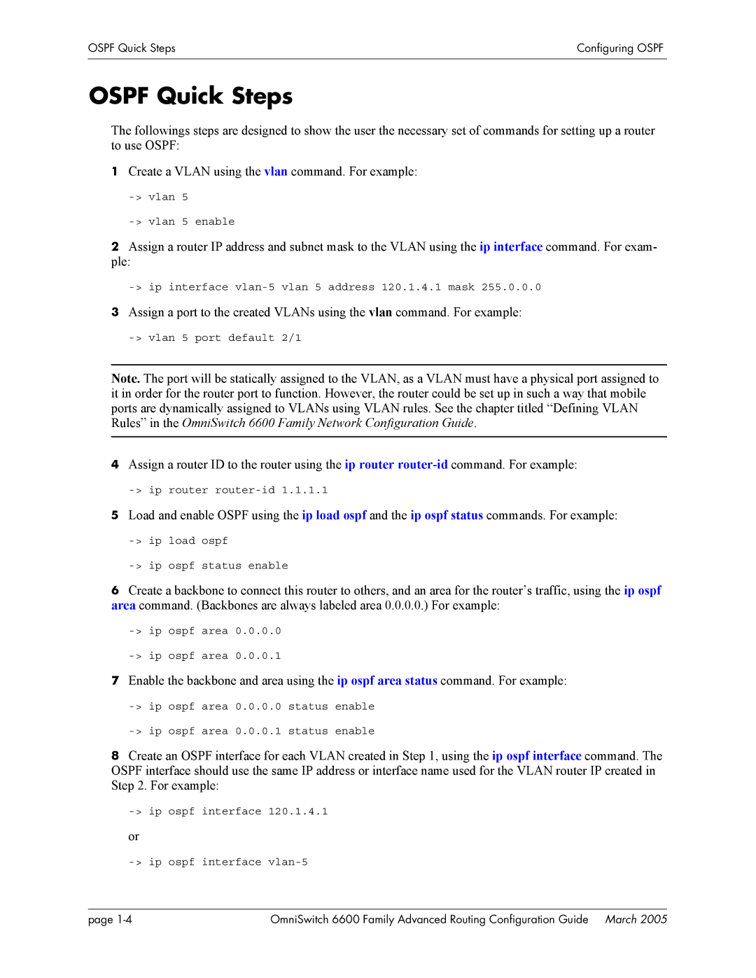 Alcatel Carrier Internetworking Solutions 060187-10 REV D manual Ospf Quick Steps 