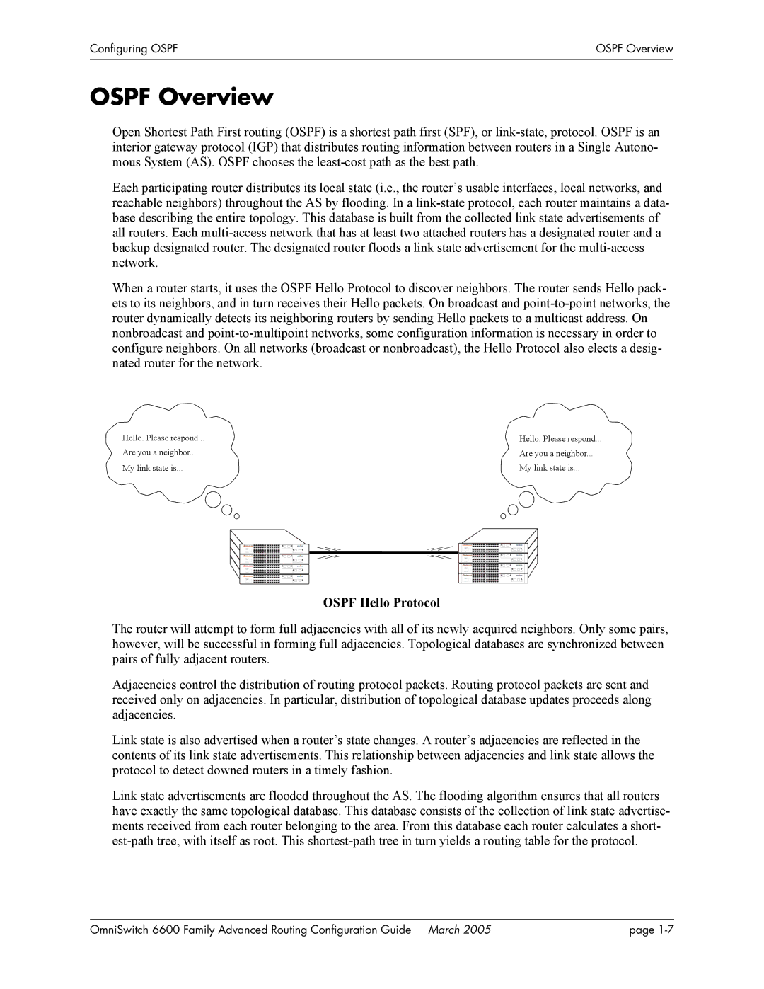 Alcatel Carrier Internetworking Solutions 060187-10 REV D manual Ospf Overview, Ospf Hello Protocol 